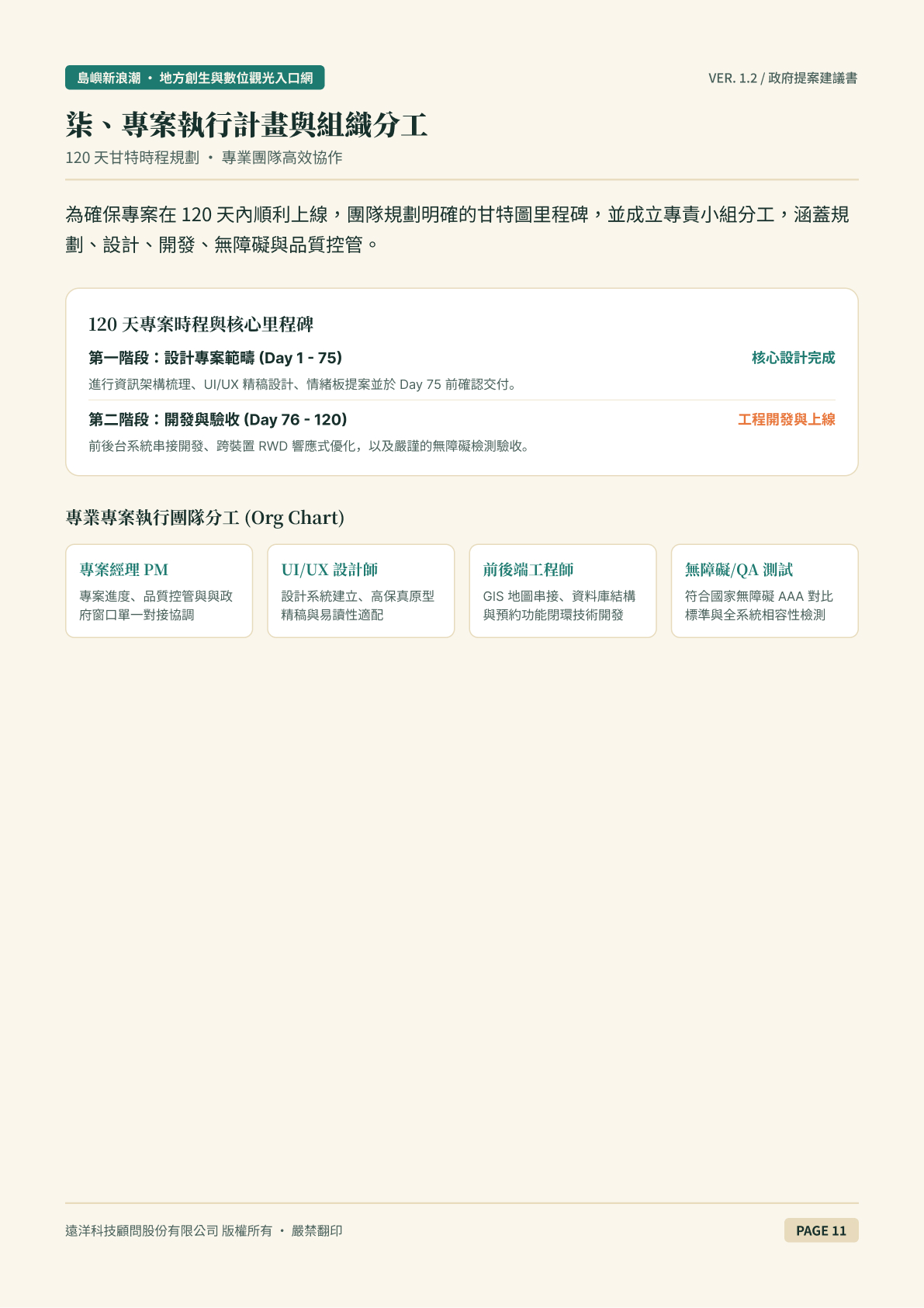 服務建議書:時程與組織